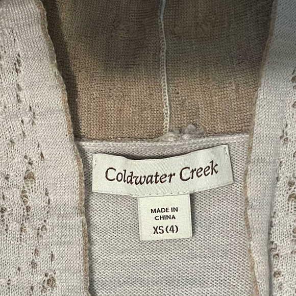 Coldwater Creek Womens Wool Cardigan Open Front Size XS Cream Tan - Picture 3 of 8